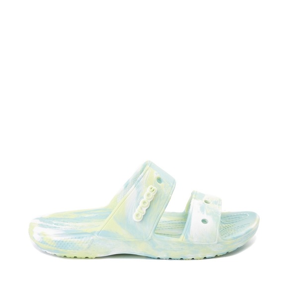 Crocs Slides Women’s Size 7 – Green & Blue Swirl Sandals - Picture 1 of 9